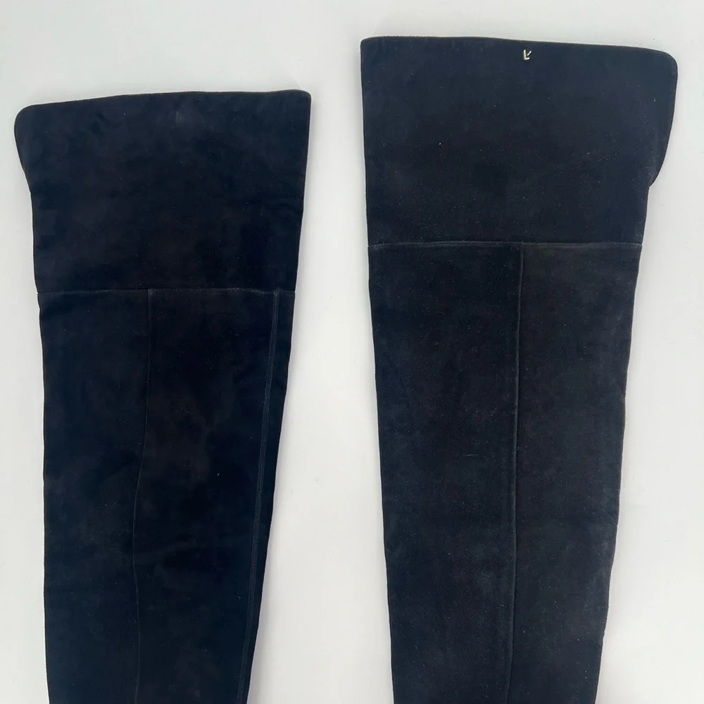 Larroudé Kate Over The Knee Suede Boots In Black